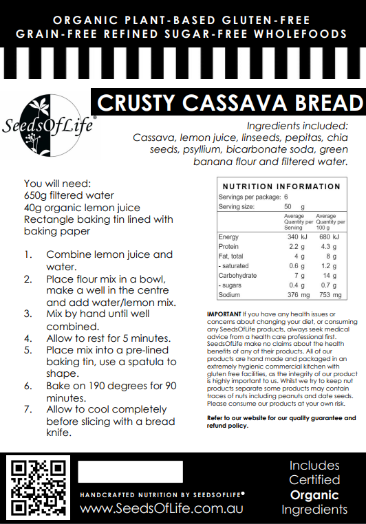 PREMIX PREBIOTIC CRUSTY CASSAVA BREAD, ROLLS, PIZZA BASE 465g