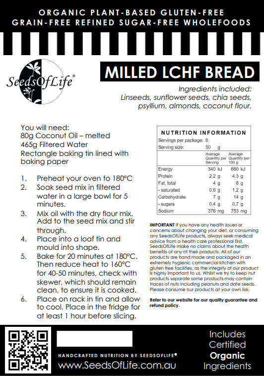 PREMIX MILLED LCHF BREAD, WRAPS, PIZZA BASE