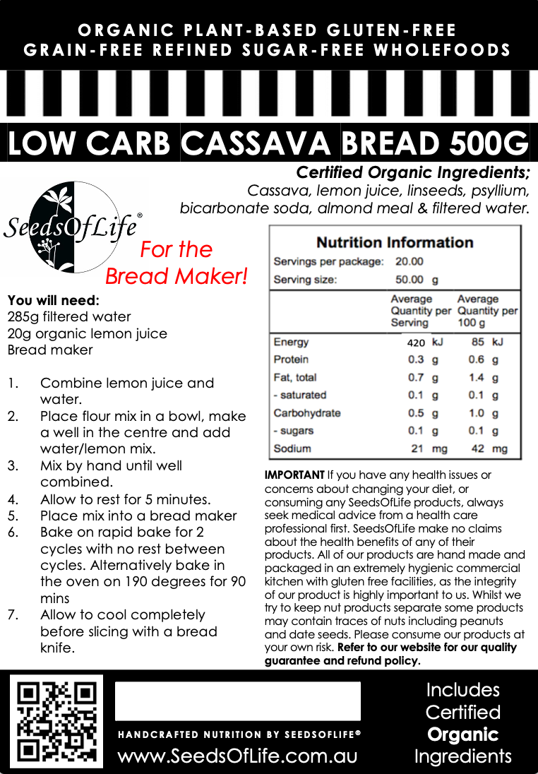 PREMIX LOW CARB CASSAVA BREADMAKER 500g