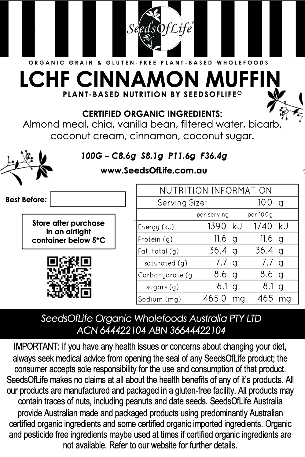 LOW CARB CINNAMON MUFFIN 170g