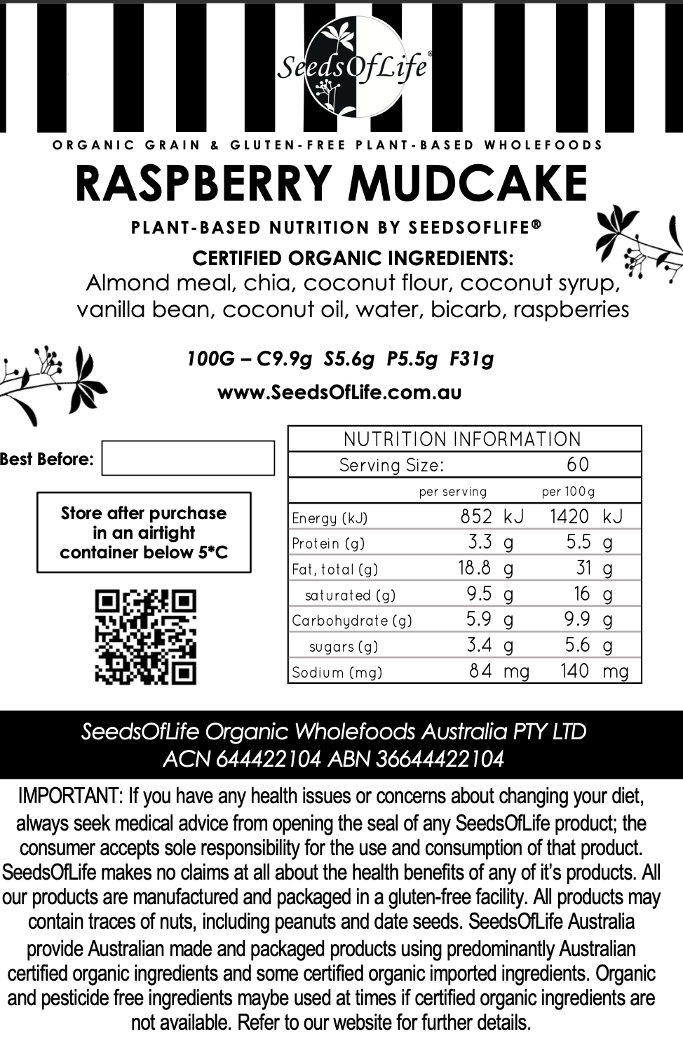 RASPBERRY MUD BROWNIE 120g x 6