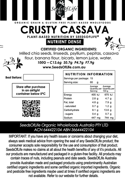 PREBIOTIC CRUSTY CASSAVA BREAD 1kg