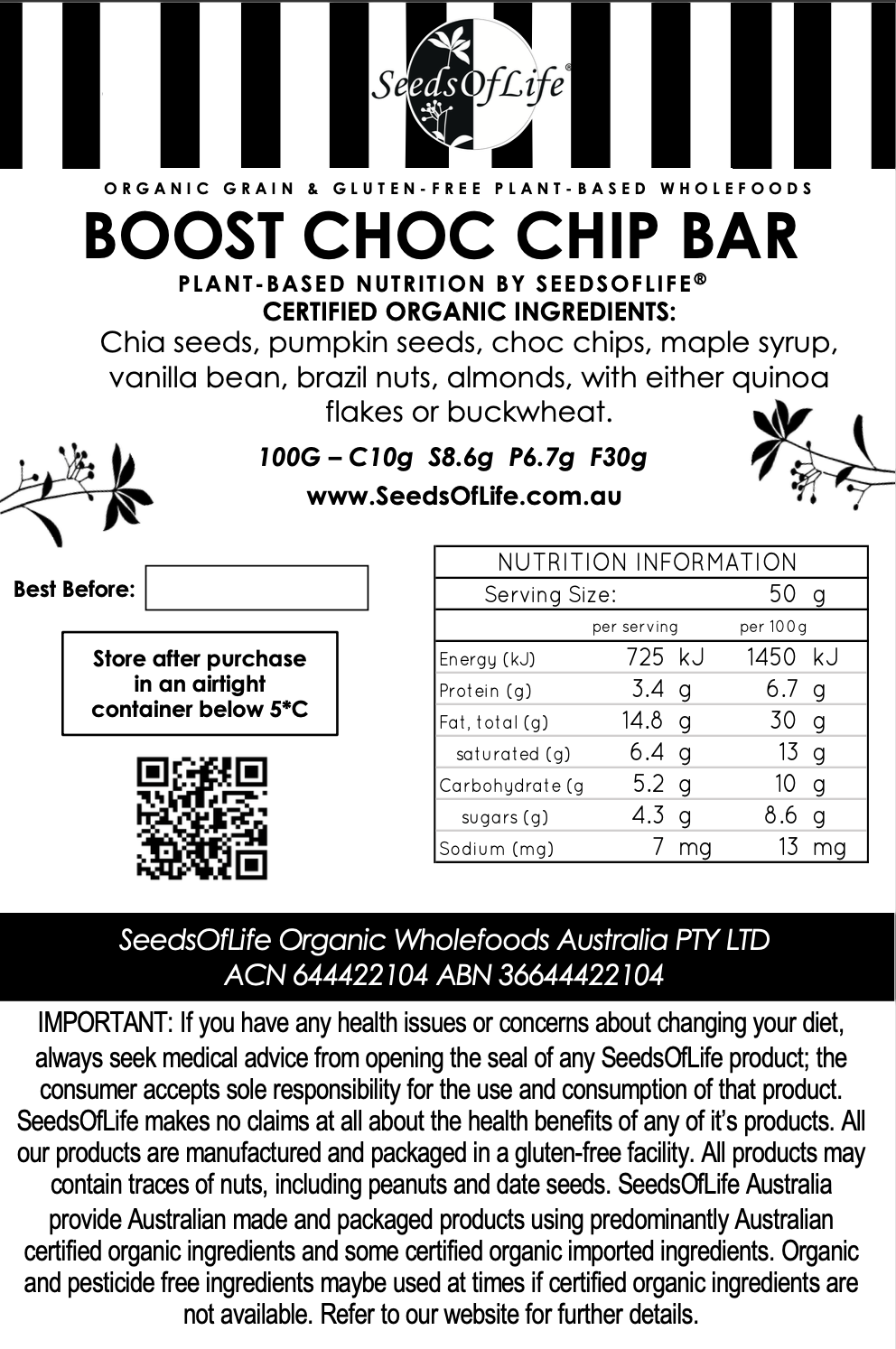 BOOST ENERGY BAR (BUCKWHEAT) 120g