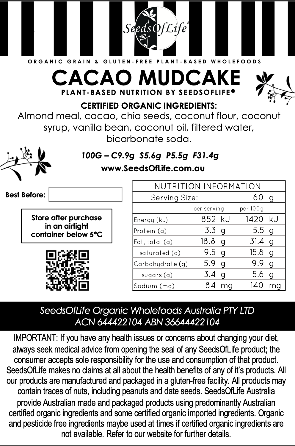 CACAO MUDCAKE 1kg LOW CARB