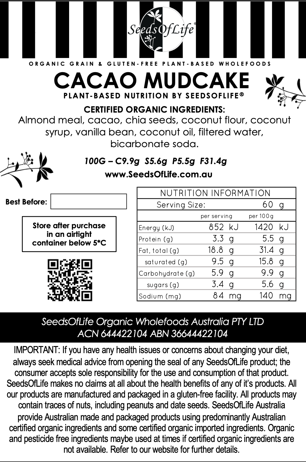 CACAO MUDCAKE DECORATED with chocolate ganache 1kg