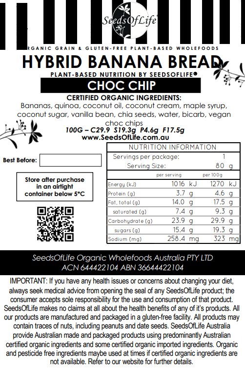HYBRID BANANA BREAD (CHOC CHIP) 1kg