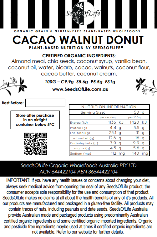 LOW CARB CACAO WALNUT DONUT 90g