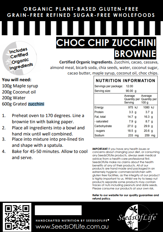 PREMIX ZUCCHINI & CHOC CHIP BROWNIE